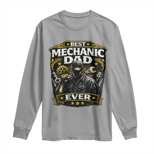 Best Mechanic Dad Ever Long Sleeve Shirt Auto Repair Fathers Day Graphic TS12 Sport Gray Print Your Wear