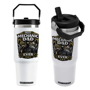 Best Mechanic Dad Ever Flip Straw Tumbler Auto Repair Fathers Day Graphic TS12 One Size: 30 oz White Print Your Wear