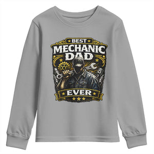 Best Mechanic Dad Ever Youth Sweatshirt Auto Repair Fathers Day Graphic TS12 Sport Gray Print Your Wear