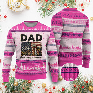 Mechanic Dad American Flag Ugly Christmas Sweater If He Cant Fix It No One Can TS12 Hot Pink Print Your Wear