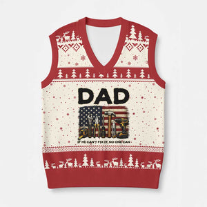 Mechanic Dad American Flag V-Neck Knit Sweater Vest If He Cant Fix It No One Can TS12 Beige Red Print Your Wear