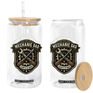 Mechanic Dad Legend In The Garage Glass Can Funny Auto Repair Fathers Day Gift TS12 Print Your Wear