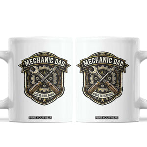 Mechanic Dad Legend In The Garage Coffee Mug Funny Auto Repair Fathers Day Gift TS12 White Print Your Wear