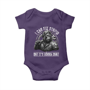 Funny Gorilla Mechanic Baby Onesie I Can Fix Stupid But Its Gonna Hurt TS12 Purple Print Your Wear