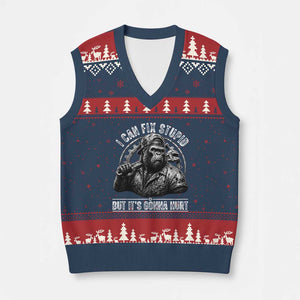 Funny Gorilla Mechanic V-Neck Knit Sweater Vest I Can Fix Stupid But Its Gonna Hurt TS12 Navy Red Print Your Wear