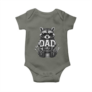 Funny Raccoon Dad Mechanic Baby Onesie Trash Panda Fathers Day Gift TS12 Military Green Print Your Wear