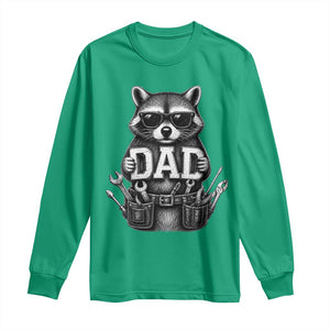 Funny Raccoon Dad Mechanic Long Sleeve Shirt Trash Panda Fathers Day Gift TS12 Irish Green Print Your Wear