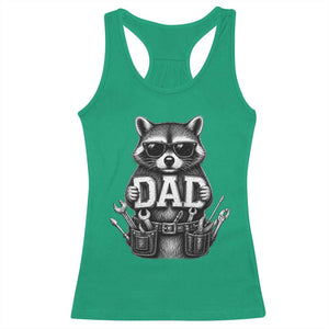 Funny Raccoon Dad Mechanic Racerback Tank Top Trash Panda Fathers Day Gift TS12 Irish Green Print Your Wear