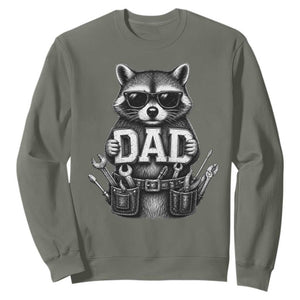 Funny Raccoon Dad Mechanic Sweatshirt Trash Panda Fathers Day Gift TS12 Military Green Print Your Wear