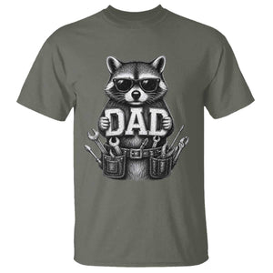 Funny Raccoon Dad Mechanic T Shirt Trash Panda Fathers Day Gift TS12 Military Green Print Your Wear