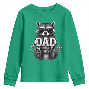 Funny Raccoon Dad Mechanic Youth Sweatshirt Trash Panda Fathers Day Gift TS12 Irish Green Print Your Wear