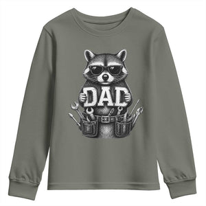 Funny Raccoon Dad Mechanic Youth Sweatshirt Trash Panda Fathers Day Gift TS12 Military Green Print Your Wear