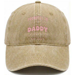 Promoted To Daddy 2026 New Girl Dad Washed Cotton Baseball Cap First Time Fathers Day Gift TS12 Print Your Wear