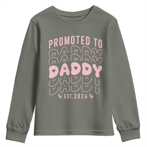 Promoted To Daddy 2026 New Girl Dad Youth Sweatshirt First Time Fathers Day Gift TS12 Military Green Print Your Wear