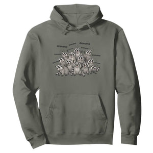 Funny Raccoon Grandma Hoodie Grandmother Chaos Trash Panda TS12 Military Green Print Your Wear