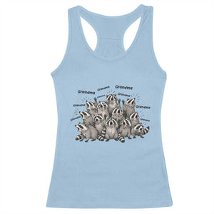 Funny Raccoon Grandma Racerback Tank Top Grandmother Chaos Trash Panda TS12 Light Blue Print Your Wear