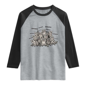Funny Raccoon Grandma Raglan Shirt Grandmother Chaos Trash Panda TS12 Heather Gray Black Print Your Wear