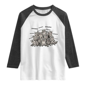 Funny Raccoon Grandma Raglan Shirt Grandmother Chaos Trash Panda TS12 White Heather Charcoal Print Your Wear