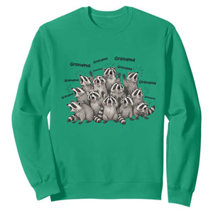 Funny Raccoon Grandma Sweatshirt Grandmother Chaos Trash Panda TS12 Irish Green Print Your Wear