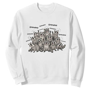 Funny Raccoon Grandma Sweatshirt Grandmother Chaos Trash Panda TS12 White Print Your Wear