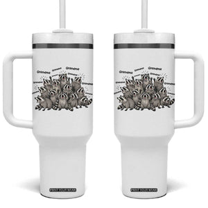 Funny Raccoon Grandma Tumbler With Handle Grandmother Chaos Trash Panda TS12 One Size: 40 oz White Print Your Wear