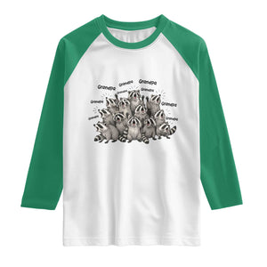 Funny Raccoon Grandpa Raglan Shirt Chaos Coordinator Grandpa Life Graphic TS12 White Kelly Green Print Your Wear