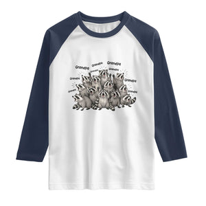 Funny Raccoon Grandpa Raglan Shirt Chaos Coordinator Grandpa Life Graphic TS12 White Navy Print Your Wear