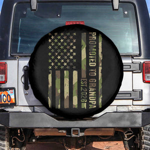 Promoted To Grandpa Est 2026 Patriotic American Flag Camo Spare Tire Cover TS12 No hole Black Print Your Wear