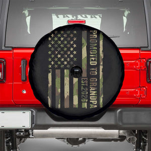 Promoted To Grandpa Est 2026 Patriotic American Flag Camo Spare Tire Cover TS12 Black Print Your Wear