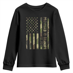 Promoted To Grandpa Est 2026 Patriotic American Flag Camo Youth Sweatshirt TS12 Black Print Your Wear