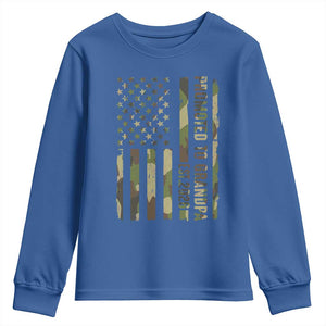 Promoted To Grandpa Est 2026 Patriotic American Flag Camo Youth Sweatshirt TS12 Royal Blue Print Your Wear