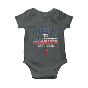 Patriotic Promoted To Grandpa Est 2026 Baby Onesie US Flag New Father Gift TS12 Dark Heather Print Your Wear