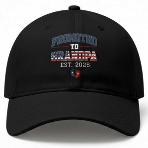Patriotic Promoted To Grandpa Est 2026 Baseball Cap US Flag New Father Gift