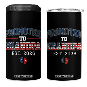 Patriotic Promoted To Grandpa Est 2026 4 in 1 Can Cooler Tumbler US Flag New Father Gift TS12 One Size: 16 oz Black Print Your Wear