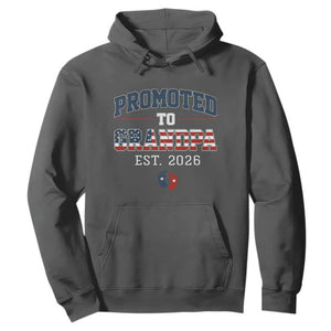 Patriotic Promoted To Grandpa Est 2026 Hoodie US Flag New Father Gift TS12 Dark Heather Print Your Wear