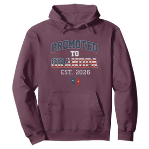 Patriotic Promoted To Grandpa Est 2026 Hoodie US Flag New Father Gift TS12 Maroon Print Your Wear