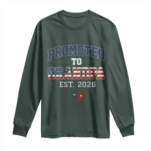 Patriotic Promoted To Grandpa Est 2026 Long Sleeve Shirt US Flag New Father Gift TS12 Dark Forest Green Print Your Wear