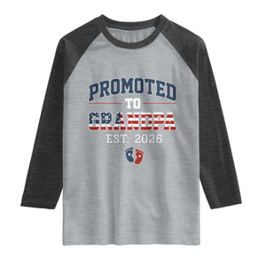 Patriotic Promoted To Grandpa Est 2026 Raglan Shirt US Flag New Father Gift TS12 Heather Gray Heather Charcoal Print Your Wear