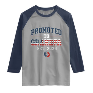 Patriotic Promoted To Grandpa Est 2026 Raglan Shirt US Flag New Father Gift TS12 Sport Gray Navy Print Your Wear