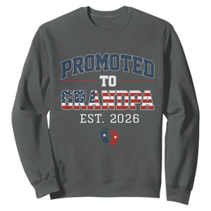 Patriotic Promoted To Grandpa Est 2026 Sweatshirt US Flag New Father Gift TS12 Dark Heather Print Your Wear