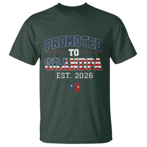 Patriotic Promoted To Grandpa Est 2026 T Shirt US Flag New Father Gift TS12 Dark Forest Green Print Your Wear