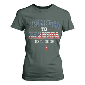 Patriotic Promoted To Grandpa Est 2026 T Shirt For Women US Flag New Father Gift TS12 Dark Forest Green Print Your Wear