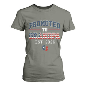 Patriotic Promoted To Grandpa Est 2026 T Shirt For Women US Flag New Father Gift TS12 Military Green Print Your Wear