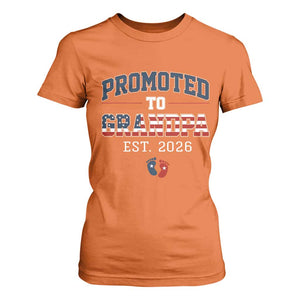 Patriotic Promoted To Grandpa Est 2026 T Shirt For Women US Flag New Father Gift TS12 Orange Print Your Wear