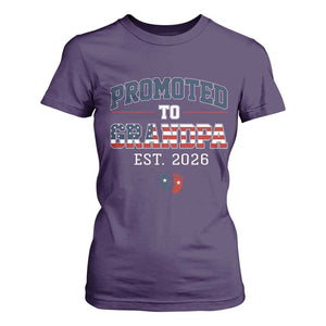 Patriotic Promoted To Grandpa Est 2026 T Shirt For Women US Flag New Father Gift TS12 Purple Print Your Wear