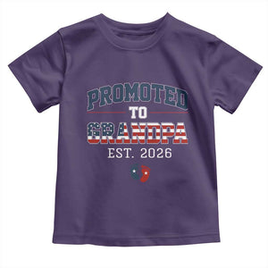 Patriotic Promoted To Grandpa Est 2026 Toddler T Shirt US Flag New Father Gift TS12 Purple Print Your Wear