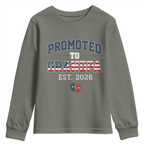 Patriotic Promoted To Grandpa Est 2026 Youth Sweatshirt US Flag New Father Gift TS12 Military Green Print Your Wear