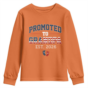 Patriotic Promoted To Grandpa Est 2026 Youth Sweatshirt US Flag New Father Gift TS12 Orange Print Your Wear
