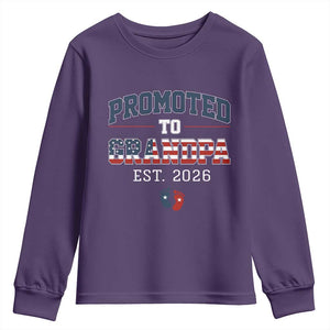 Patriotic Promoted To Grandpa Est 2026 Youth Sweatshirt US Flag New Father Gift TS12 Purple Print Your Wear