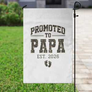 Promoted To Dad Est 2026 Camo Garden Flag Hunting Style New Dad Gift Graphic TS12 Print Your Wear